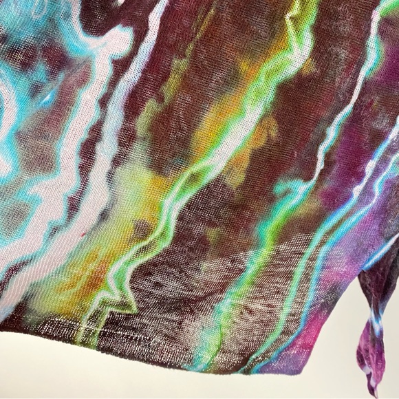 Vince Linen Sweater Womens Small Geode Tie Dye Pullover Colorful Long Sleeve - Picture 6 of 14